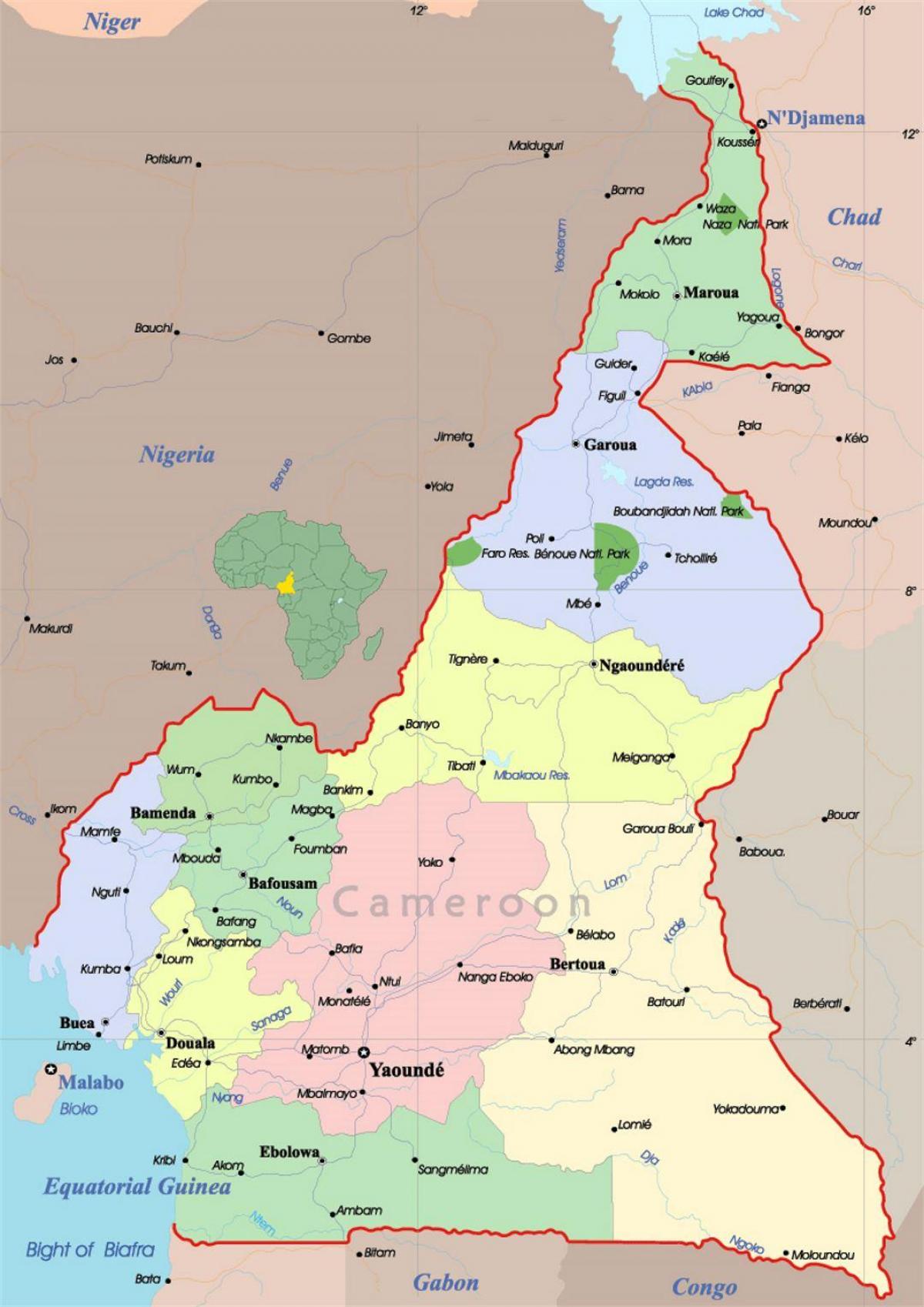 Карта Камеруну з містами