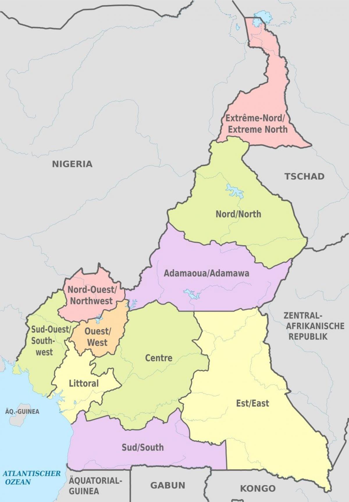 Карта адміністративно-Камерун