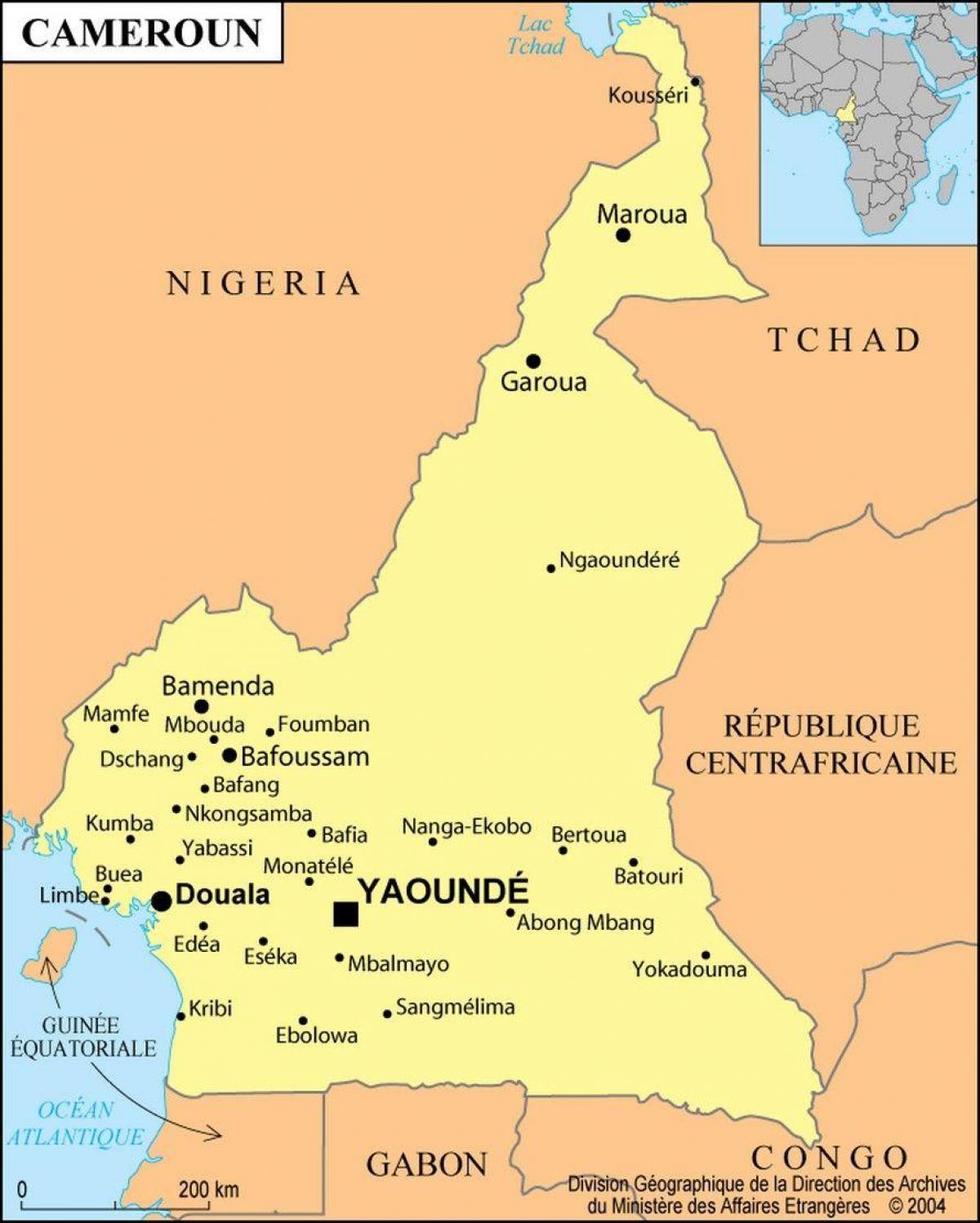 Карта дуала, Камерун